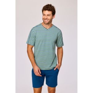 Herenpyjama korte mouwen 908 groen-blauw