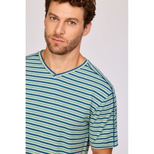 Herenpyjama korte mouwen 908 groen-blauw
