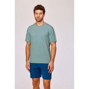 Herenpyjama korte mouwen 908 groen-blauw