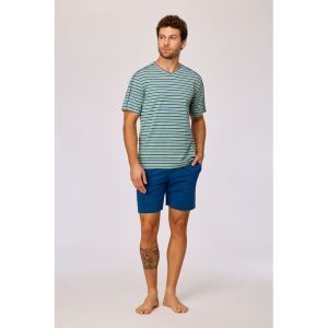 Herenpyjama korte mouwen 908 groen-blauw
