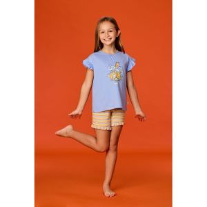 Meisjespyjama met korte mouwen 840 blauw