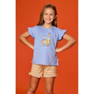 Meisjespyjama met korte mouwen 840 blauw
