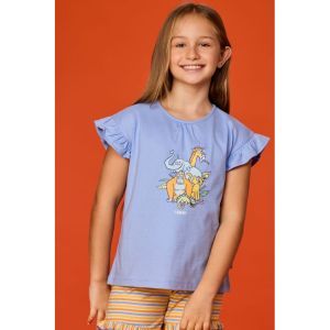 Meisjespyjama met korte mouwen 840 blauw