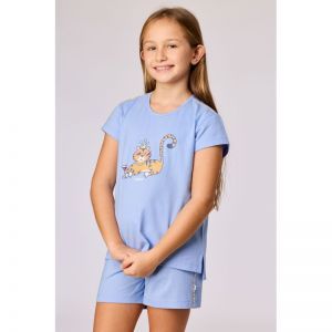 Meisjespyjama korte mouwen 840 blauw