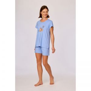 Damespyjama korte mouwen 840 blauw