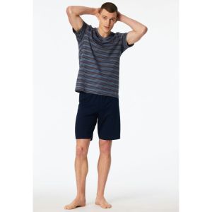Herenpyjama korte mouwen 808 blaugrau