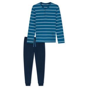 Herenpyjama lange mouwen 803 donkerblauw