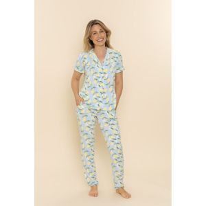 Damespyjama doorknoop Light blue