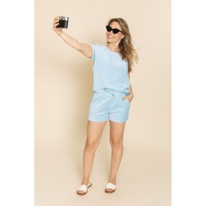 Women velours short set Light blue