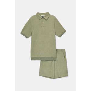 Heren set in badstof 788 kaki groen