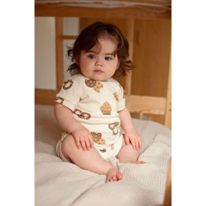 Feetje pyjama met korte mouwen Offwhite 