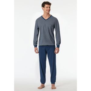 Herenpyjama lange mouwen 800 blauw