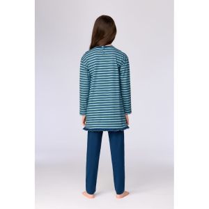Meisjespyjama lange mouwen 905 blauwe stre