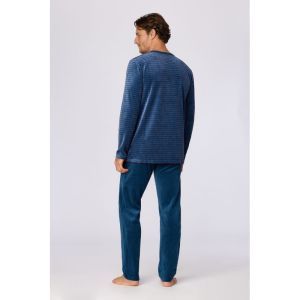 Herenpyjama in velours 921 donkerblauw