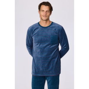 Herenpyjama in velours 921 donkerblauw