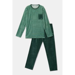 Herenpyjama in velours 922 groene stre