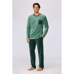Herenpyjama in velours 922 groene stre