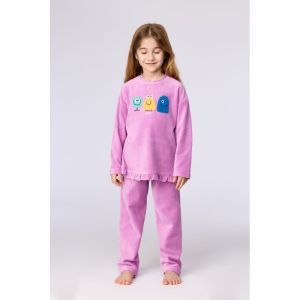 Meisjespyjama in velours 436 roze