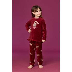 Meisjespyjama in velours 471 bordeaux