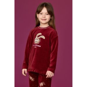 Meisjespyjama in velours 471 bordeaux