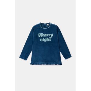 Meisjespyjama in velours 881 donkerblauw