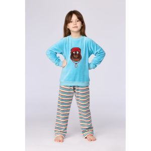 Meisjespyjama in velours 824 blauw