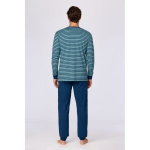 Herenpyjama lange mouwen 905 blauwe stre