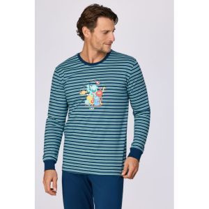 Herenpyjama lange mouwen 905 blauwe stre
