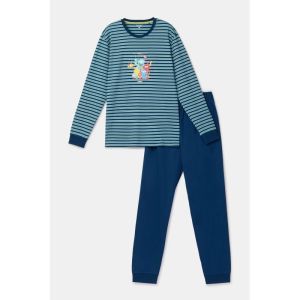 Herenpyjama lange mouwen 905 blauwe stre