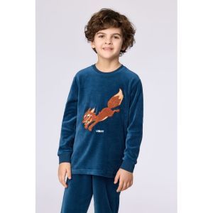 Jongenspyjama in velours 881 donkerblauw