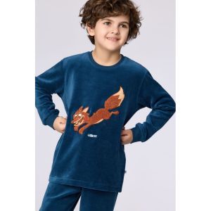 Jongenspyjama in velours 881 donkerblauw