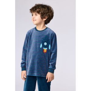Jongenspyjama in velours 921 donkerblauw