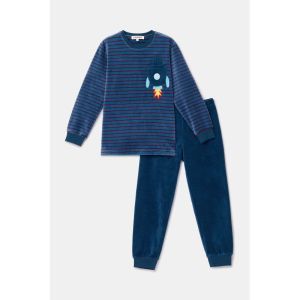 Jongenspyjama in velours 921 donkerblauw