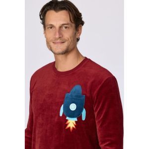 Herenpyjama in velours 471 bordeaux