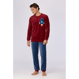Herenpyjama in velours 471 bordeaux