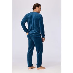 Herenpyjama in velours 881 donkerblauw