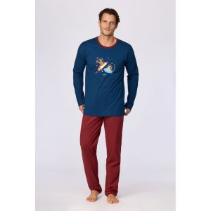 Herenpyjama met lange mouwen 881 donkerblauw