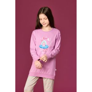 Meisjespyjama lange mouwen 436 roze