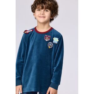 Jongenspyjama in velours 881 donkerblauw