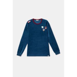 Herenpyjama in velours 881 donkerblauw