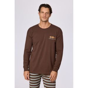 Herenpyjama lange mouwen 265 bruin