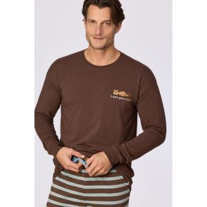 Herenpyjama lange mouwen 265 bruin
