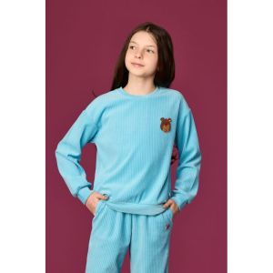 Meisjespyjama in ribvelours 824 blauw