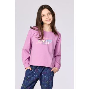 Meisjespyjama lange mouwen 436 roze
