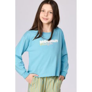 Meisjespyjama lange mouwen 824 blauw