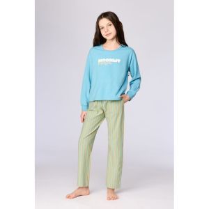 Meisjespyjama lange mouwen 824 blauw