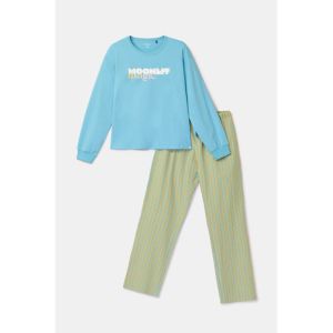 Damespyjama lange mouwen 824 blauw