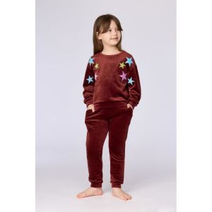 Meisjespyjama in velours 471 bordeaux