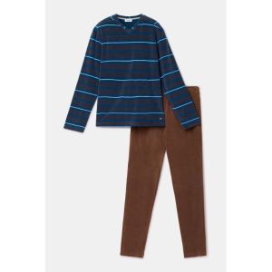 Herenpyjama lange mouwen 984 donkerblauw