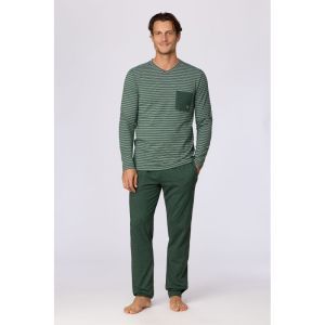 Herenpyjama lange mouwen 981 groene stre